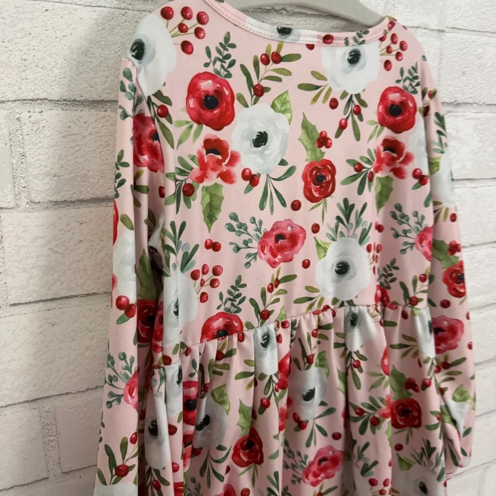 Boutique Toddler Girls Long Sleeve Flowered Dress